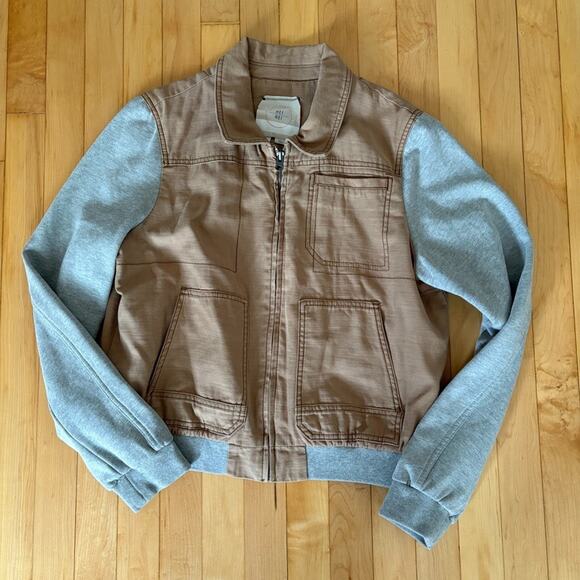 Anthropologie Hei Hei Excursion Bomber Jacket Women's L Coat Utility Collared - Picture 1 of 11